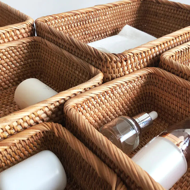 Handwoven Rattan Storage Basket for Snacks and Essentials