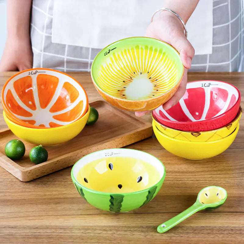 Cute Japanese Fruit Watermelon Ceramic Bowl Set