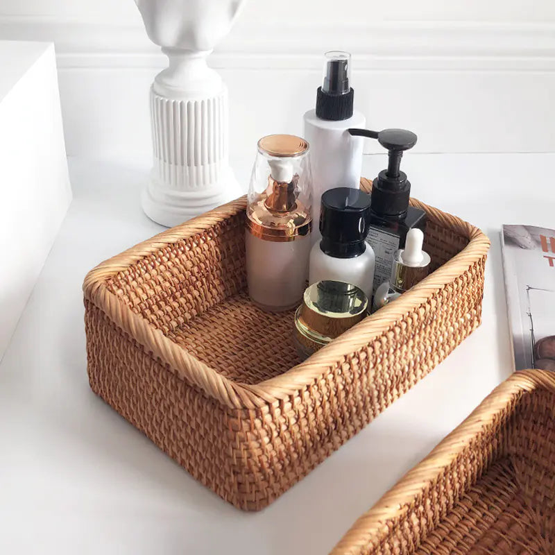 Handwoven Rattan Storage Basket for Snacks and Essentials
